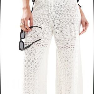 Hollister NWT White Crochet Wide Leg